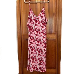 A New Day Pink & Red Floral Slip Dress Plus Size 4X NWT Midi Sundress